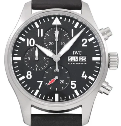 Pre-owned Iwc Schaffhausen Iwc Chronograph Pilot's Automatic Black Dial 43 Iw378001