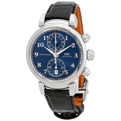 Iwc Schaffhausen Iwc Da Vinci Blue Dial Automatic Men's Chronograph Watch Iw393402 In Black