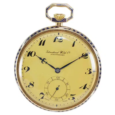 Pre-owned Iwc Schaffhausen I.w.c. International Watch Company Art Deco Open Faced Pocket Watch, Circa 1930s In Multi