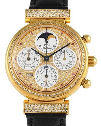 Iwc Schaffhausen Iwc Men's Da Vinci Diamond Watch, Circa 1988 (authentic ) In Gold