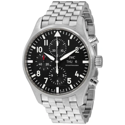 Iwc Schaffhausen Iwc Pilot Automatic Chronograph Black Dial Men's Watch Iw377710 In White