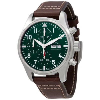 Iwc Schaffhausen Iwc Pilot Chronograph 41 Automatic Green Dial Men's Watch Iw388103 In Brown