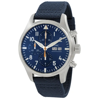 Iwc Schaffhausen Iwc Pilot Chronograph Automatic Blue Dial Men's Watch Iw377729 In Metallic