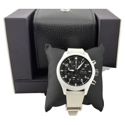 Pre-owned Iwc Schaffhausen Iwc Pilot Chronograph Top Gun Lake Tahoe Iw389105 White Ceramic Box Paper