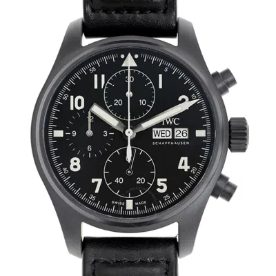 Iwc Schaffhausen Iwc Pilot Chronograph Tribute To 3705 Automatic Black Dial Men's Watch Iw387905
