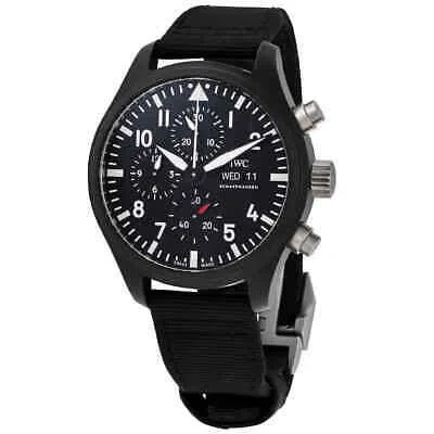 Pre-owned Iwc Schaffhausen Iwc Pilot Top Gun Chronograph Automatic Black Dial Men's Watch Iw389101