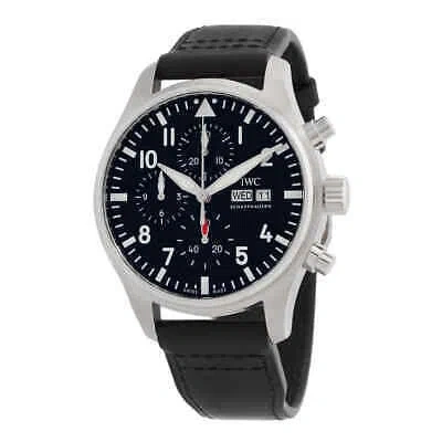 Pre-owned Iwc Schaffhausen Iwc Pilots Chronograph Automatic Black Dial Men's Watch Iw378001