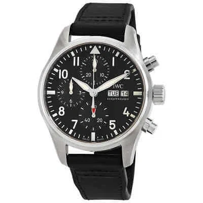 Pre-owned Iwc Schaffhausen Iwc Pilots Chronograph Automatic Black Dial Men's Watch Iw388111