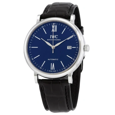 Iwc Schaffhausen Iwc Portofino Automatic "150 Years" Blue Dial Men's Watch Iw356518 In Black