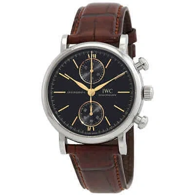 Pre-owned Iwc Schaffhausen Iwc Portofino Chronograph 39 Automatic Black Dial Men's Watch Iw391404