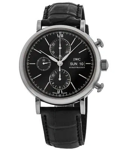 Pre-owned Iwc Schaffhausen Iwc Portofino Chronograph 42mm Day-date Black Dial Men's Watch Iw391029