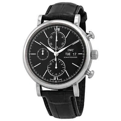 Pre-owned Iwc Schaffhausen Iwc Portofino Chronograph Automatic Black Dial Men's Watch 3910-29