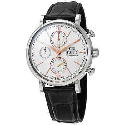 Pre-owned Iwc Schaffhausen Iwc Portofino Chronograph Automatic Silver Dial Men's Watch Iw391031