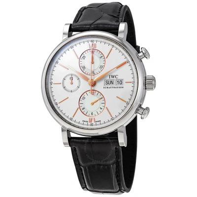 Iwc Schaffhausen Iwc Portofino Chronograph Automatic Silver Dial Men's Watch Iw391031 In Black