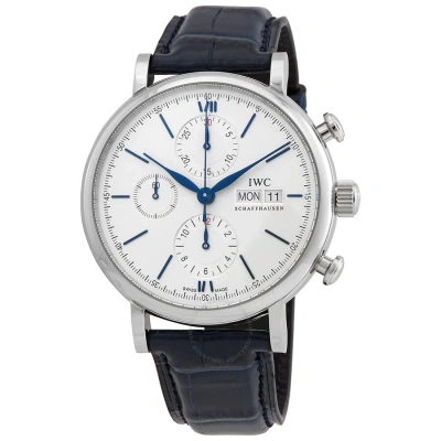 Iwc Schaffhausen Iwc Portofino Chronograph Automatic White Dial Men's Watch Iw391037 In Blue / White