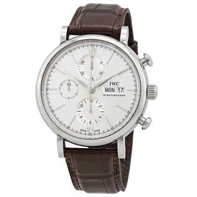 Pre-owned Iwc Schaffhausen Iwc Portofino Chronograph Edition 150 Years Automatic White Dial Men's Watch