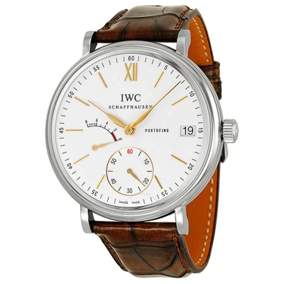 Iwc Schaffhausen Iwc Portofino Hand Wound Eight Days Silver Dial Men's Watch Iw510103 In Brown