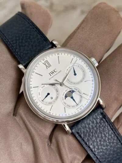 Pre-owned Iwc Schaffhausen Iwc Portofino Perpetual Calendar 40mm Watch 40 Mm Steel Silver Iw344601