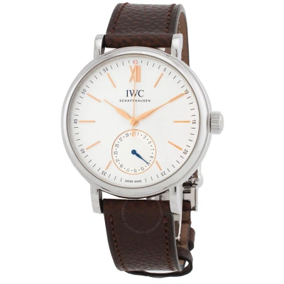 Iwc Schaffhausen Iwc Portofino Pointer Date Automatic White Dial Men's Watch Iw359201 In Brown