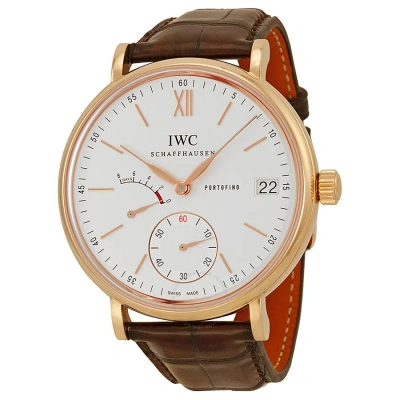 Iwc Schaffhausen Iwc Portofino Silver Dial Brown Leather Strap Men's Watch Iw510107 In Gray