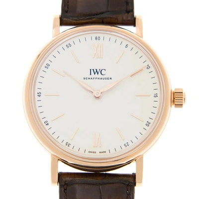 Iwc Schaffhausen Iwc Portofino Silver-plated Dial 18k Rose Gold Men's Watch Iw511101 In Brown