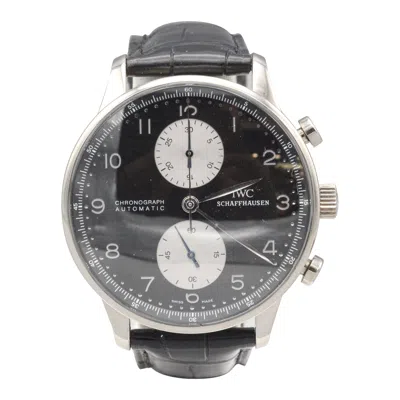 Pre-owned Iwc Schaffhausen Iwc Portugieser 18k White Gold Chronograph Wristwatch With Rare Panda Dial