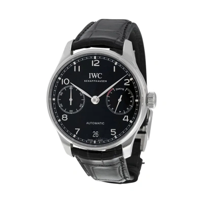 Iwc Schaffhausen Iwc Portugieser Automatic Black Dial Men's Watch Iw500703 In Metallic