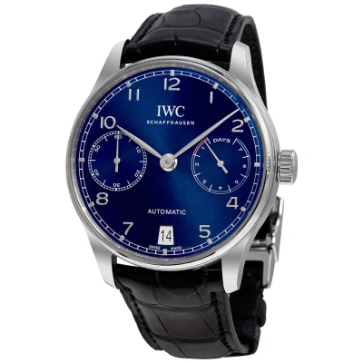 Iwc Schaffhausen Iwc Portugieser Automatic Blue Dial Men's Watch Iw500710 In Black / Blue