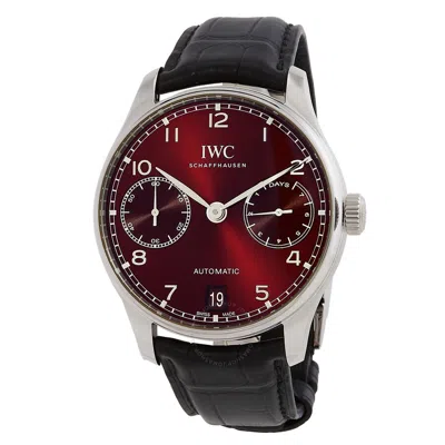 Iwc Schaffhausen Iwc Portugieser Automatic Burgundy Dial Men's Watch Iw500714 In Red