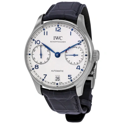 Iwc Schaffhausen Iwc Portugieser Automatic Silver Dial Men's Watch Iw500705 In Blue
