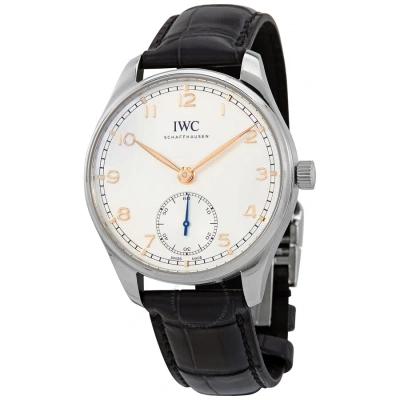 Iwc Schaffhausen Iwc Portugieser Automatic Silver-plated Dial Men's Watch Iw358303 In Black
