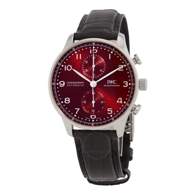 Iwc Schaffhausen Iwc Portugieser Burgundy Dial Chronograph Automatic Men's Watch Iw371616 In Metallic