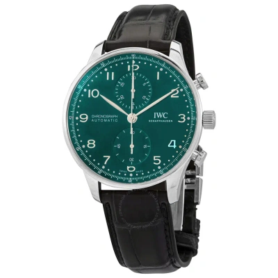 Iwc Schaffhausen Iwc Portugieser Chronograph Automatic Green Dial Men's Watch Iw371615 In Black