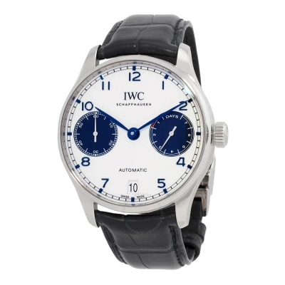 Iwc Schaffhausen Iwc Portuguese 7-day Automatic White Dial Men's Watch Iw500715 In Black