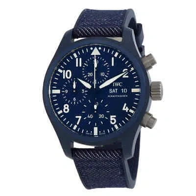 Pre-owned Iwc Schaffhausen Iwc Top Gun 41 Oceana Chronograph Automatic Blue Dial Men's Watch Iw389404