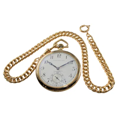 Pre-owned Iwc Schaffhausen J.e. Caldwell By I.w.c. 18kt Yellow Gold Open Faced Art Deco Pocket Watch, 1930s
