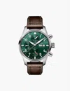 Iwc Schaffhausen Mens Iw388103 Pilot's Stainless-steel And Leather Automatic Watch Green In Green