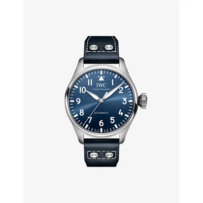 Iwc Schaffhausen Mens Big Pilot's 43mm Stainless Steel Automatic Watch In Blue
