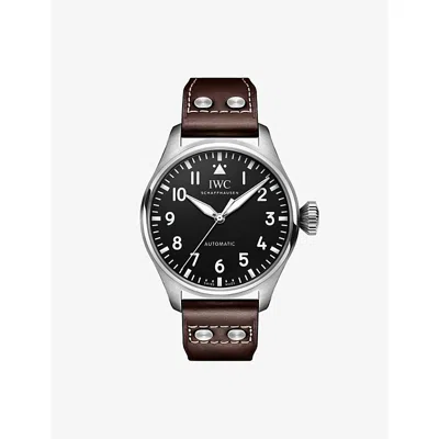 Iwc Schaffhausen Mens Big Pilot's 43mm Stainless Steel Automatic Watch In Burgundy