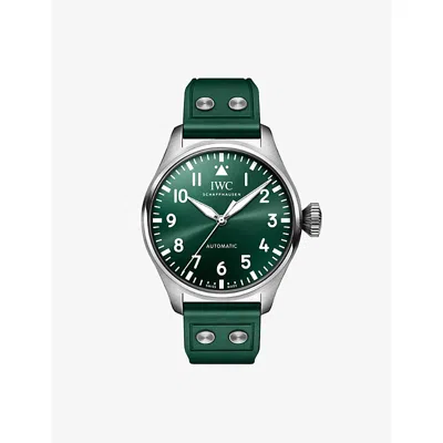 Iwc Schaffhausen Mens Big Pilot's 43mm Stainless Steel Automatic Watch In Green