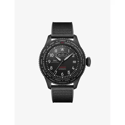 Iwc Schaffhausen Mens Black Cerantanium Pilot's Watch Timezoner Topgun Ceratanium Automatic Watch 46mm