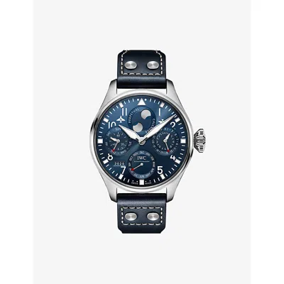 Iwc Schaffhausen Mens Gold Big Pilot's Perpetual Calendar Stainless-steel Automatic Watch 46.2mm In Silver