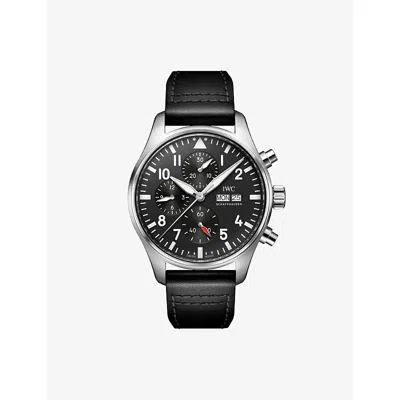 Iwc Schaffhausen Mens Pilot's Chronograph Stainless-steel Automatic Watch 43mm In Black