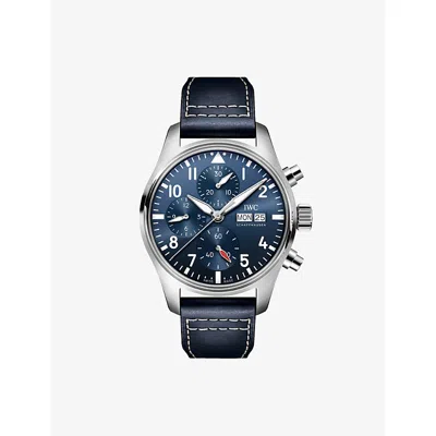 Iwc Schaffhausen Mens Pilot's Chronograph 41 Stainless-steel And Leather Automatic Watch 41mm In Black