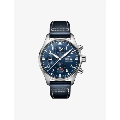 Iwc Schaffhausen Mens Pilot's Chronograph Stainless-steel Automatic Watch 43mm In Blue