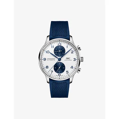 Iwc Schaffhausen Mens Portugieser Chronograph Stainless-steel Automatic Watch 41mm In Blue
