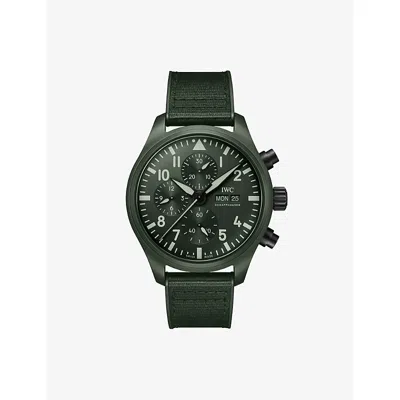Iwc Schaffhausen Mens Woodland Ceramic Pilot's Chronograph Top-gun Edition Ceramic Automatic Watch 44.5mm In Green