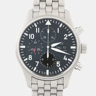 Pre-owned Iwc Schaffhausen Pilot Chronograph Iw377710 Automatic Black Stainless Steel Men's Wristwatch 43 Mm