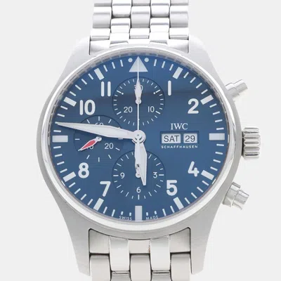 Pre-owned Iwc Schaffhausen Pilot Le Petit Prince Chronograph Iw377717 Automatic Blue Stainless Steel Men's Wristwatch 43mm