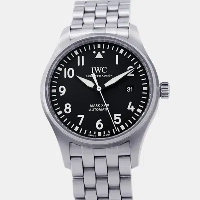 Pre-owned Iwc Schaffhausen Pilot's Watch Mark Xviii Iw327015 Black Stainless Steel Men Wristwatch 40mm